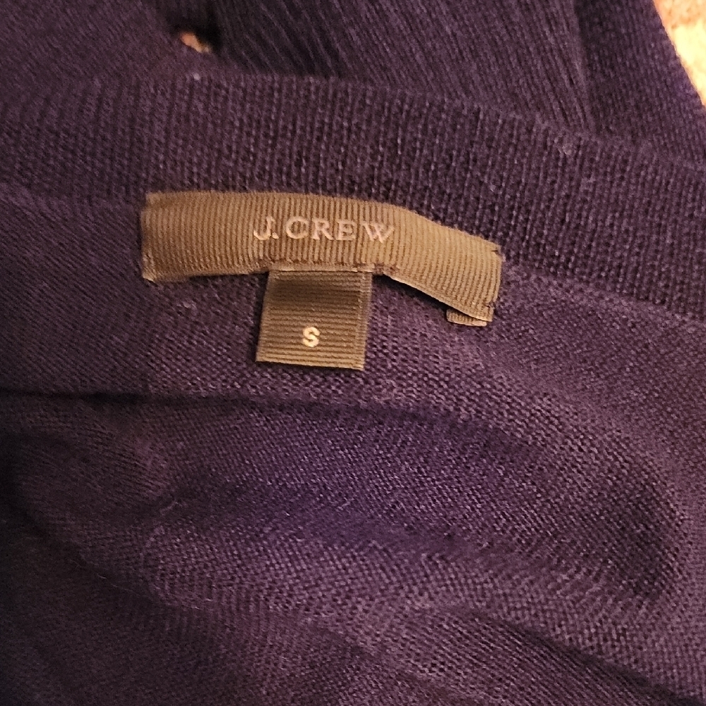 J. Crew Deep Blue Knit V Neck Merino Wool Top - Picture 2 of 5